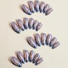 QQPPOLIU Almond Press on Nails Glitter Fake Nails Medium Length Press Ons With Butterfly Designs Glue on Nails for Women 24pcs