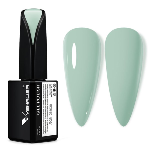 VENALISA 15ml Sage Green Gel Nail Polish, Mint Light Green Gel Polish Olive Pastel Green Color Soak Off UV LED Nail Gel Polish Nail Art Starter Manicure Salon DIY at Home, 0.53 OZ