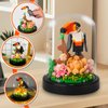 Topdear Flower Parrot Bouquet Building Set with LED String Light and Dust Cover, 660 Pcs Animals Mini Bricks Building Blocks Toy for Kids, Adults, Gift for Mother's Day, Christmas(Black)