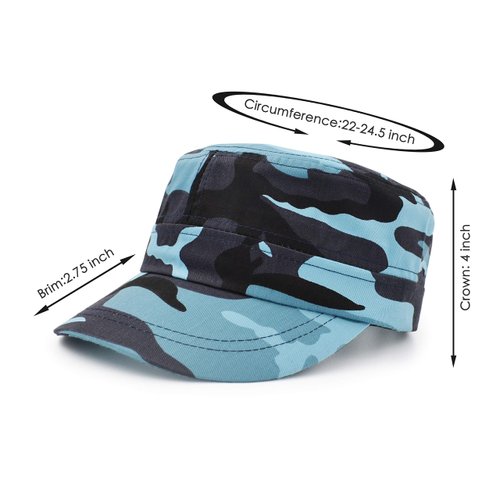 UltraKey Flat Top Baseball Cap, Men Women Cotton Baseball Twill Army Millitary Hat Cap Blue