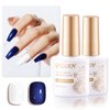 Gellen White Blue Gel Nail Polish Set, Summer White Gel Polish & Shimmer Blue Gel Polish, Soak off No Wipe UV Gel for Nail Art Manicure DIY at Home Women Girls Gifts, 10ml