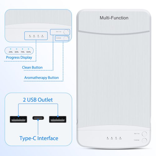 Setgnur Nail Tool Box with Blue Light - Cleaner Box for Nails Tips Art Portable USB Nail Machine Plastic Cleaner Tool for Nail Salon, Tweezers, Jewelry, Phone, Manicure Tools Cleaning