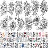 64 Sheets Flowers Temporary Tattoos for Women Girls Adults, Shemboli 3d Floral Tattoo Realistic Fake Tattoos, Waterproof Sunflower Butterfly Tattoo Stickers, Fake Body Arm Neck Chest Shoulder Tattoos