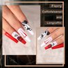 Florry Halloween Extra Long Press on Nails Coffin Fake Nails Black Matte Acrylic Nail for Women and Girls 30Pcs (Vampire)