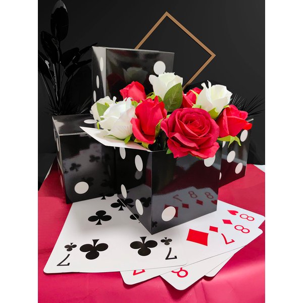 Eylola 6 Pcs Black Dice Favor Boxes 8 x 8 x 8 Inch dice Boxes Bulk for centerpieces Casino Party Decorations Game Night Decorations Casino Themed Party Goodie Boxes Gift Box