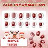 384Pcs 16Pack Christmas Press on Nails Short Christmas Short Glue On Nails Square Faux Christmas Nails Plastic Artificial Nail Full Cover with Santa Elk Snowflake Pattern for Women (Bright Pattern)