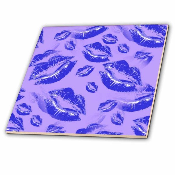 3dRose Two Kisses Collided Lip Bold Blue Lips Pattern - Tiles (ct_357236_3)