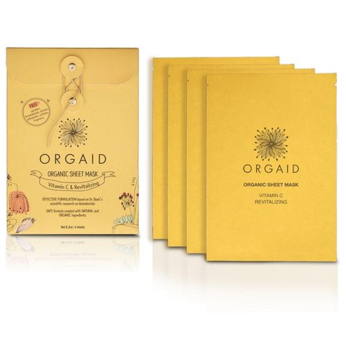 ORGAID Organic Sheet Mask | Made in USA (Vitamin C & Revitalizing, pack of 4)