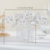 Olbye Wedding Hair Comb Rhinestone Hair Accessories Bridal Hair Pieces Flower Bride Hair Clips Silver Crystal Headpiece Bridesmaids Hair Side Combs Brides Accessories for Women (Silver)