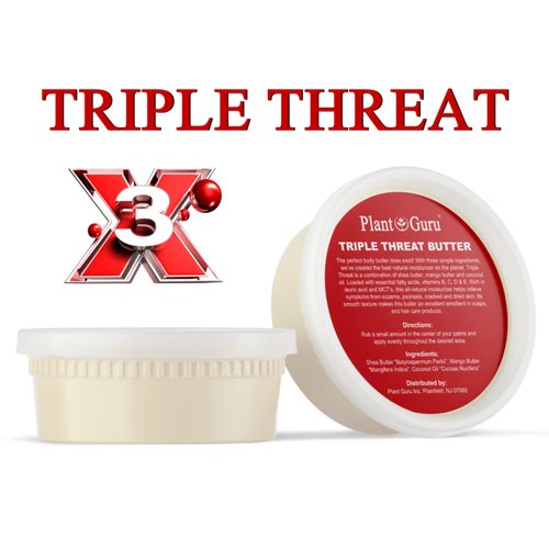 Triple Threat Body Butter 8 oz. - Blend of Shea, Mango & Coconut Oil - 100% Pure Natural Raw Unrefined Moisturizer For Dry Skin, Face And Hair. Great For Lip Balm and Soap Making