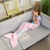 Mermaid Tail Blankets Glittering Wearable Cute Cozy Soft Flannel Rainbow Colorful Mermaid Tail Blanket for Girls 5~12 Year