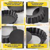 Tessco 16 Pieces Mini Tart Pans with Removable Bottom Nonstick Quiche Pan Mini Pie Pans Mini Tart Pans Bakeware Mold Fluted Side for Pies (Black Gray Round,3 Inch)