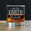 Save The Earth Design Rocks Glass, Hand Engraved 10oz, Etched Drinkware, Eco Friendly Gifts, Gift for Nature Lovers, Flower Child Glass