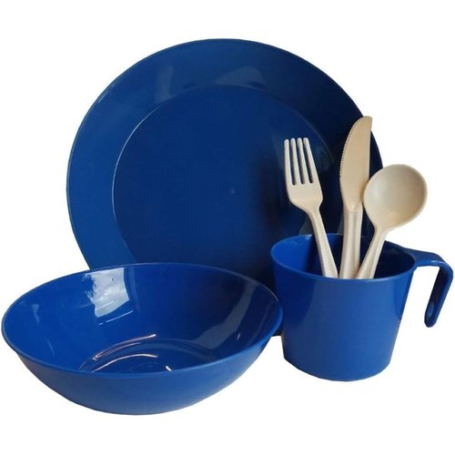 1-Person Camping Dish Table Set, Washable/Reusable Polypropylene Dinnerware Set for Camping and Outdoor Dining by Caddis Sports