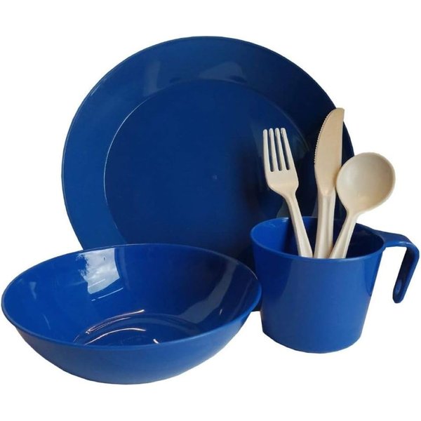 1-Person Camping Dish Table Set, Washable/Reusable Polypropylene Dinnerware Set for Camping and Outdoor Dining by Caddis Sports