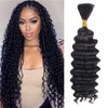 Lashey Human Braiding Hair Deep Wave Bulk Human Hair for Braiding 100% Virgin Hair Bulk No Weft Human Hair Extensions For Boho Braids Knotless Box Braid 100g One Bundle/Pack Natural Black 20 Inch
