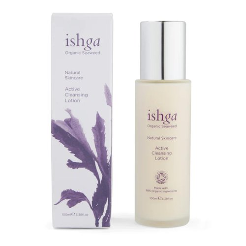 Ishga Facial Cleanser | Natural & Organic Skincare | Scottish Seaweed | For All Skin Types | Hydrating Cleansing Lotion for Face | Cocoa Butter, Jojoba Oil | Vegan, Cruelty-Free | 3.38fl oz (100ml)