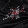 Jumwrit Bridal Hair Comb Red Rhinestone Crystal Wedding Hairpiece for Bride Bridesmaid Dainty Bridal Hair Accessories for Women Girls