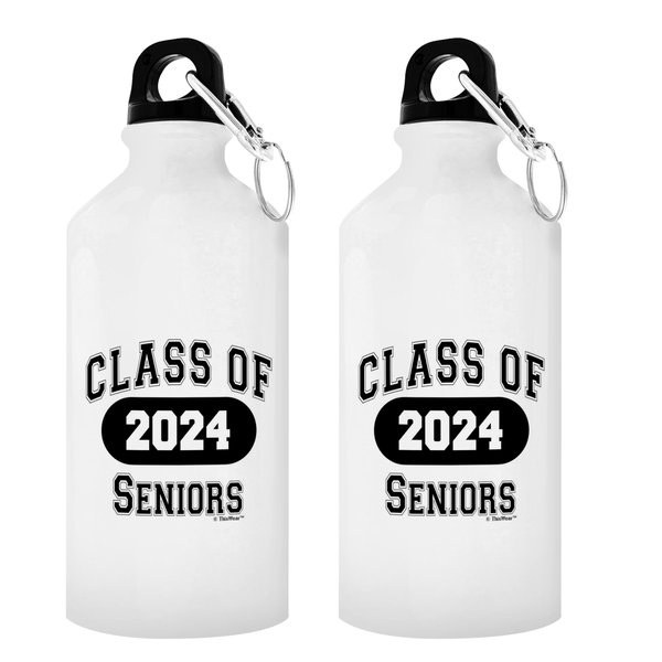 ThisWear Graduation Party Supplies 2024 Class of 2024 Seniors Graduation Gift 2-Pack 20oz Aluminum Water Bottles with Clip & Sport Top