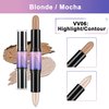 Wismee Dual-Ended Highlight & Contour Stick, Shimmer Cream Powder Face Shaping & Contouring Stick, Long Lasting & Waterproof Highlighters Makeup Stick, Blendable and Smooth for Women