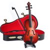 Dselvgvu Wooden Miniature Violin with Stand,Bow and Case Mini Musical Instrument Miniature Dollhouse Model Ornament Home Decoration (5.63"x2.05"x0.75")
