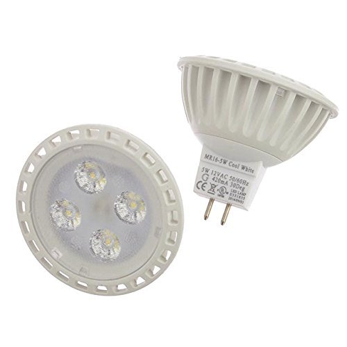 LEDwholesalers MR16 UL Listed 5-Watt (35W Equivalent) LED Spot Light with Interchangeable Wide Angle Flood Lens 12V AC/DC (2-Pack), Warm White, 1245WW