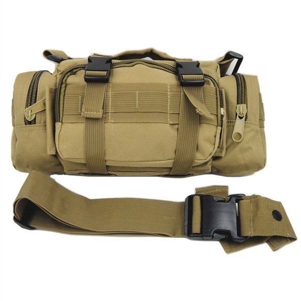 FAMI Fanny Deployment Bag Tactical Waist Pack Small Sling Pack Hand Carry Bag Handlebar Bag-Tan