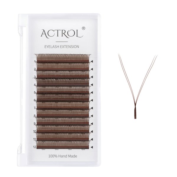 ACTROL YY Eyelashes Extension Lashes Brown C Curl 0.07mm 12mm Lash Volume Extension Easy Fans Y Shaped Premade Soft Eyelashes Supply