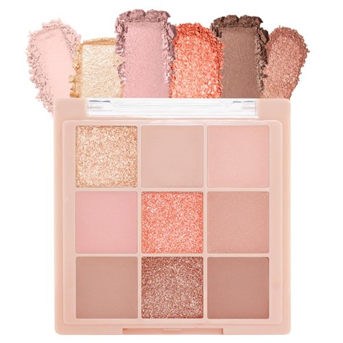 AMY'S DIARY Matte Shimmer Eye Shadow Palette Makeup,Eyeshadow Long Lasting Waterproof Cruelty-Free, 9 Blendable Shades in Smooth Matte and Shimmer Finishes with Gorgeous Pearls for Girls (02#)