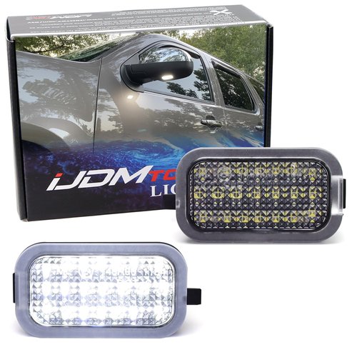 iJDMTOY White 18-SMD Full LED Under Side Mirror Puddle Lights Compatible With 2007-2014 Chevrolet Avalanche Silverado Suburban/Tahoe, GMC Sierra Yukon, Cadillac Escalade, etc