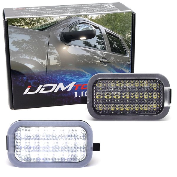 iJDMTOY White 18-SMD Full LED Under Side Mirror Puddle Lights Compatible With 2007-2014 Chevrolet Avalanche Silverado Suburban/Tahoe, GMC Sierra Yukon, Cadillac Escalade, etc