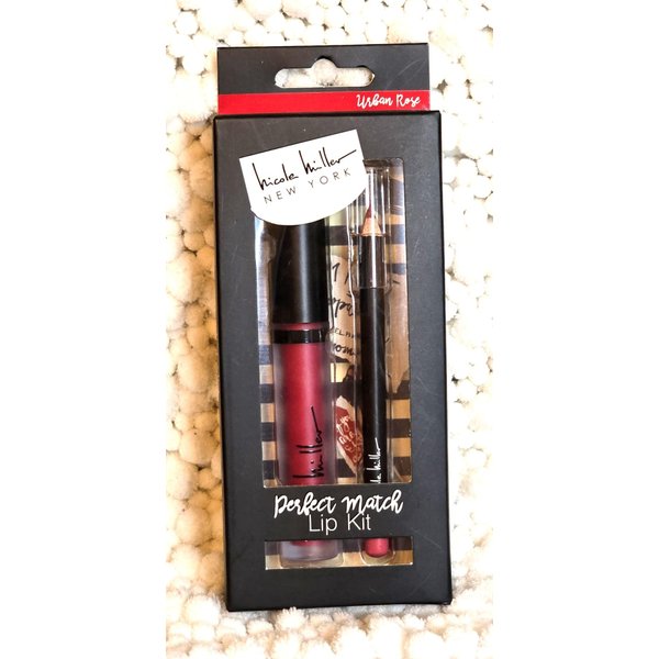 Nicole Miller Perfect Match Lip Kit, Includes Lip Liner and Liquid Lipstick, Red