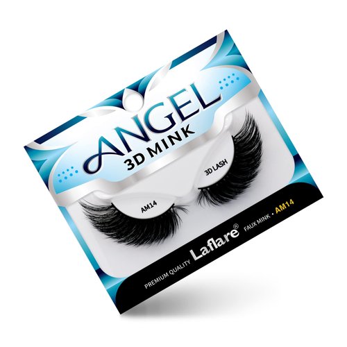Laflare 3D MINK ANGEL Eyelashes, Soft, Feather-Light, Double-Layer, Voluminous, Glamorous, Fluffy, Striking Look, Reusable Premium Quality False Mink Lashes (AM14)