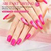MIZHSE Quick Dry Nail Polish, Hot Pink Nail Polish Non Gel Air Drying Fast, 15 ml Regular Nail Polish Glossy Finish Rose Red Nail Lacquer Full Coverage Nail Art Manicure DIY Home