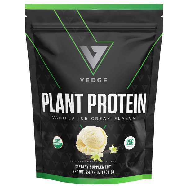 vedge Certified Organic Plant Protein Vanilla Ice Cream (20 Servings) - Plant-Based Vegan Protein Powder, USDA Organic, Gluten Free, Non Dairy Nutrition Plant Protein