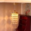 LUOZZY Dollhouse Chandelier Lights Hanging Lamp Miniature Chandeliers for Dollhouse Crystal Chandelier Led Dollhouse Lighting (Gold)