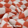 Super Soft Wash Cloths(Orange Checkered), 12 Pack Washcloths Facecloth, Cotton Face Towels Set for Body Showering 13x13 Inches, Gifts