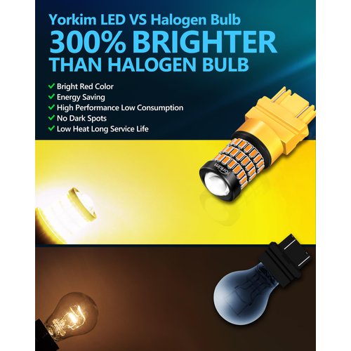 Yorkim 3157 LED Bulb Amber 3157 LED turn signal bulb 3157 LED blinker bulb 3157a 4157 3056 3156 3057 4057 3457 led bulb tail light brake light, Pack of 2