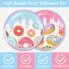 40pcs Doughnut Party Supplies，Doughnut theme Paper Plates Napkins Summer Doughnut Party Birthday Decorations Favors for Kids Serves 20
