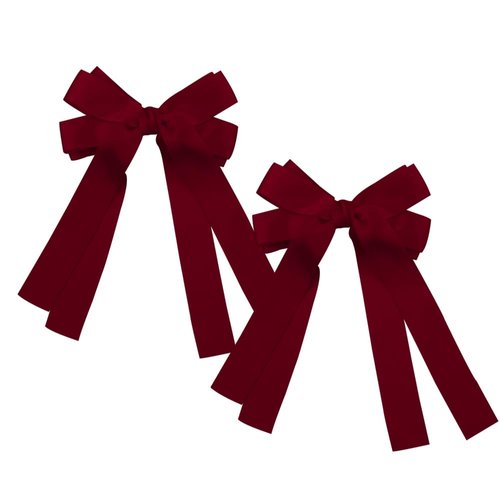 Red Hair Ribbons Bows Clips for Women Bow Barrettes for Girls Red Ribbon Hair Accessories Double Layer Long Tail Bows Hair Clips Womens Hair Pins Decorative Hair Bow Clips for Women Bulk 2pcs