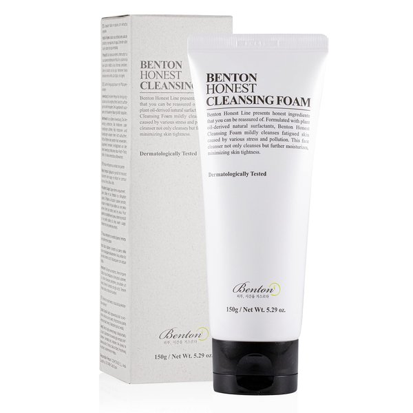 Benton Honest Cleansing Foam, 150g, Moisturizing, Soothing, Sensitive Skin, Dehydrated skin, Dermatologically Tested, Camelia Japonica Seed Oil, Palm oil derived surfactant