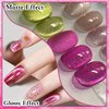 AHAMIOU Crystal Cat Eye Gel Polish Kits Magnetic Nail Polish Set Holographic Cats Shiny Diamond Glitter Gel with Magnet Stick (Dark Pink)