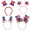 4 Pcs 4th Of July Patriotic Headband Uncle Sam Top Hat American Flag Star Head Boppers Headpiece Women Independence Day Hair Hoops Bands Hairband Striped Cute Festival Cosplay Dress Up Party Supplies