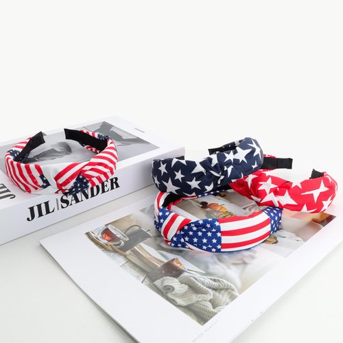4PCS American Flag Headbands for Women Girls 4th of July Headband Red White Blue Patriotic USA Bow Star Knotted Wide Independence Day Hair Hoop Yoga Hair Band for Hair Accessories
