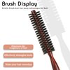 Small Boar Bristle Round Brush for Blow Drying, Styling - Wooden Handle, Soft Natural Bristles for Short/Thin Hair, Women and Men's Beard