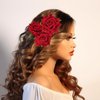 Topbuti 6 Pcs Rose Flower Hair Clip Rose Brooch Floral Hair Accessories for Woman Girls Flamenco Dancer Mexican Wedding Party Mother's Day Halloween Costume (Red)