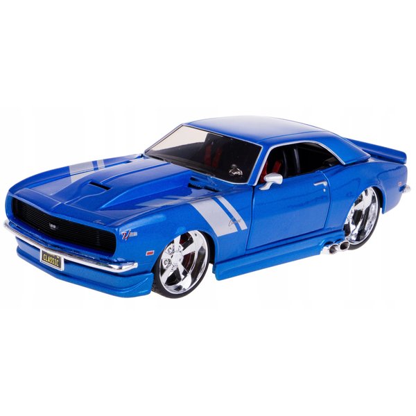 1968 Chevy Camaro Z/28 Blue Metallic with Silver Stripes Classic Muscle Series 1/24 Diecast Model Car 32508bl
