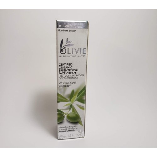 Olivie Beauty Certified organic Brightening Face Cream made with polyphenols rich Atlas extra virgin olive oil.
