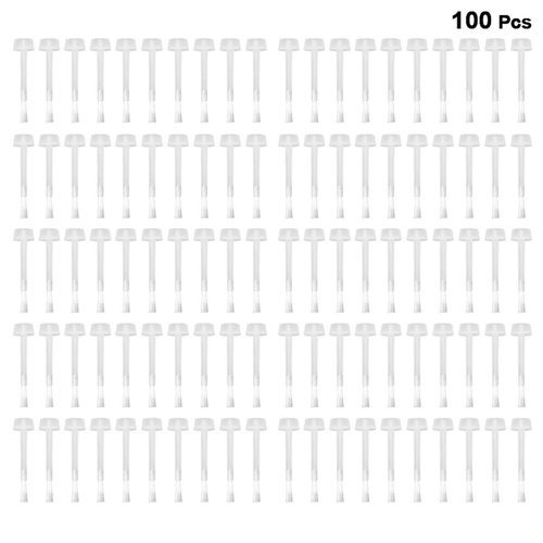 Artibetter 100pcs Nail Polish Replacement Brush Clear Round Dip Powder Liquid Replacement Brush Set for DIY Nail Art Salon