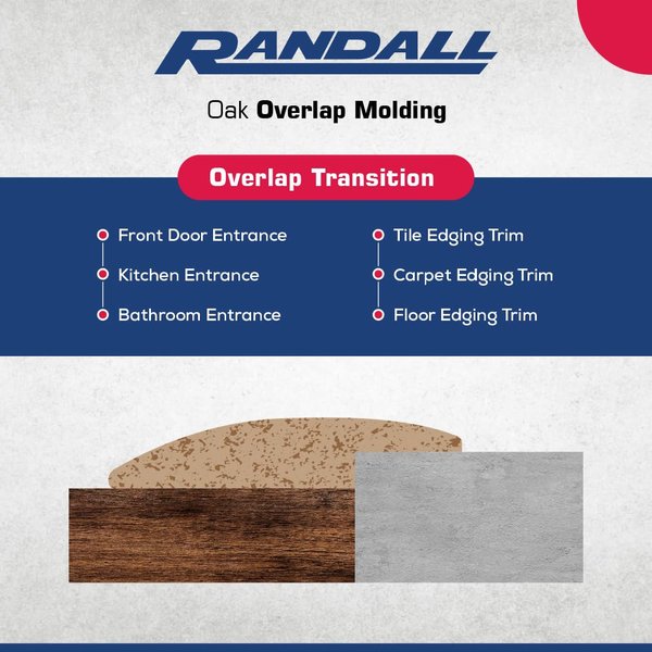 4.5MM Oak Overlap Edging for Laminate Floor and Luxury Vinyl Tile (6 FT, Unfinished)